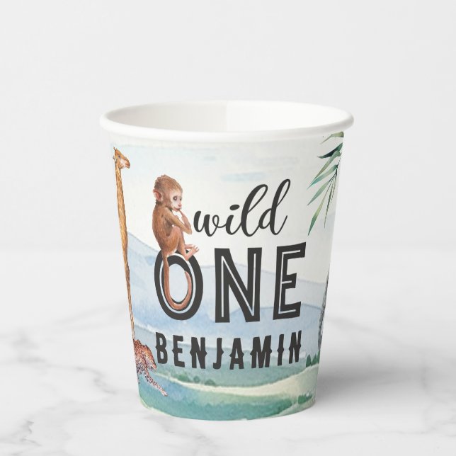 Wild One Safari Birthday Paper Cup Pappbecher (Links)