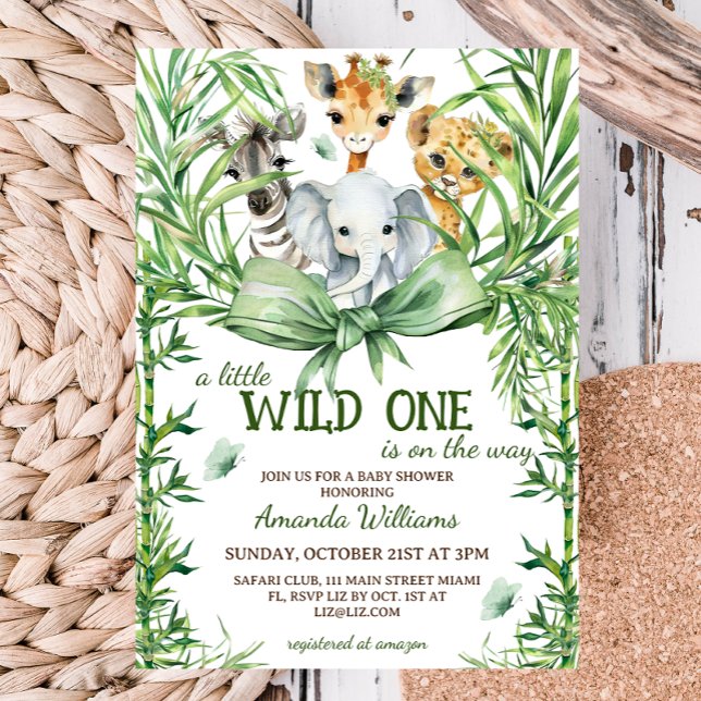 Wild One Safari Bow Baby Shower Einladung (Von Creator hochgeladen)