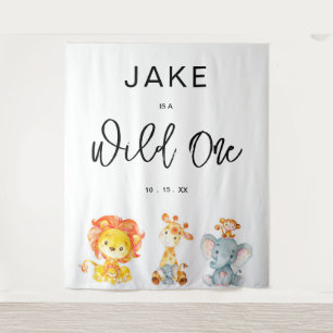 Wild One Safari Dschungel 1. Geburtstag Party Hint Wandteppich