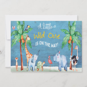 Wild One Safari Dschungel Elefant Tiere Baby  Einladung