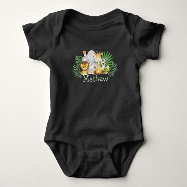 Wild-One-Safari-Dschungel Tropenwald Baby Strampler (Vorderseite)
