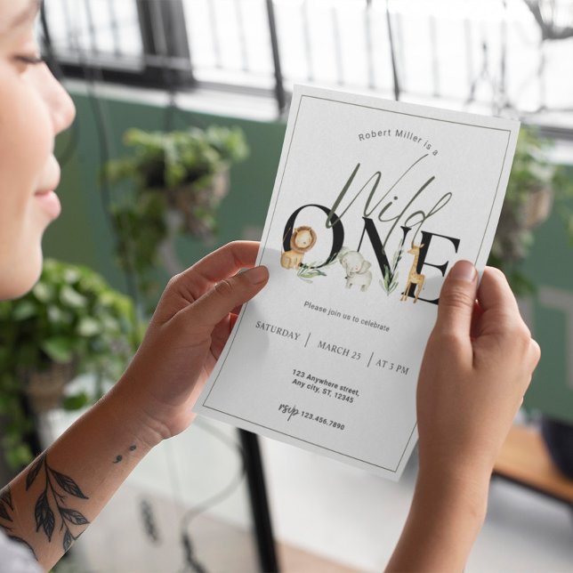 Wild One Safari Einladung zum ersten Geburtstag (Von Creator hochgeladen)