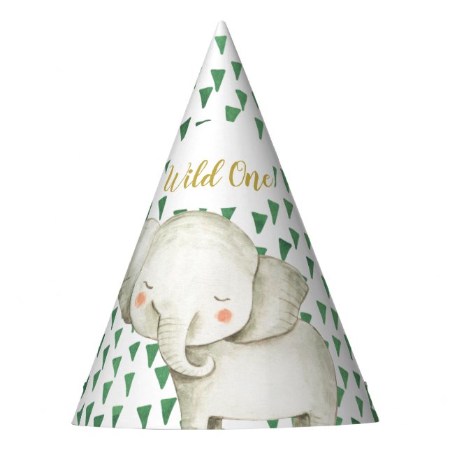Wild One Safari Elefant Birthday Party Hat Partyhütchen (Vorderseite)