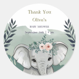 Wild One Safari Elephant Baby Shower Classic Round Runder Aufkleber