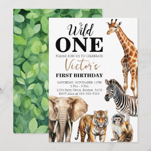 Wild One Safari Erster Geburtstag Einladung
