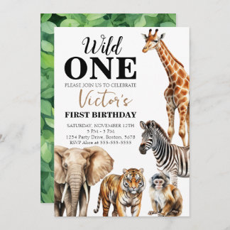 Wild One Safari Erster Geburtstag Einladung