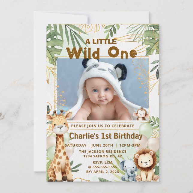 Wild One Safari First Birthday Invitation (Devant)