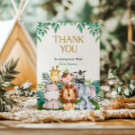 Wild ONE Safari Geburtstag Danke Karte<br><div class="desc">Wir danken Ihnen für Ihre Dankbarkeit mit unserer Wild ONE Safari Geburtstag Dankeschön Card. Diese Karte mit safarbenen Tieren und üppigen Dschungelakzenten ist perfekt, um den Gästen nach dem abenteuerlichen ersten Geburtstagsfest zu danken. Vollständig anpassbar mit Ihrer persönlichen Nachricht, fügt es Ihrer Wertschätzung eine spielerische und herzliche Touch hinzu. Wählen...</div>