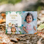 Wild ONE Safari Geburtstag Foto Danke Karte<br><div class="desc">Teilen Sie Ihre Dankbarkeit mit einer persönlichen Touch mit unserer Wild ONE Safari Birthday Foto Dankeschön Card. Die Karte mit charmanten Safari-Tieren, üppiger Vegetation und Platz für ein personalisiertes Foto ist ideal, um den Gästen nach der abenteuerlichen ersten Geburtstagsfeier zu danken. Es ist vollständig anpassbar und verbindet herzliche Wertschätzung mit...</div>