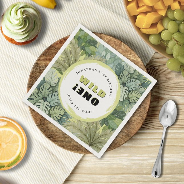 Wild One Safari Geburtstagspapier Napkin Serviette (Von Creator hochgeladen)