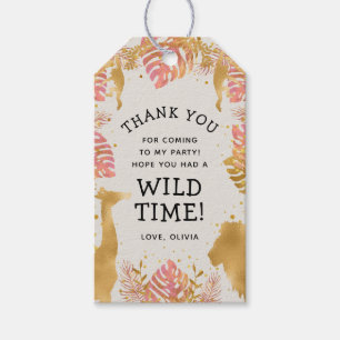 Wild One Safari Girls Birthday Pink Gold Ecru Geschenkanhänger