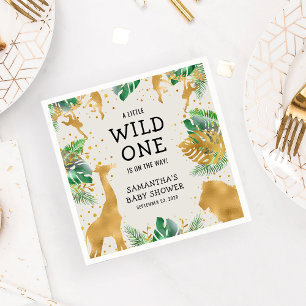 Wild One Safari Grün Gold Ecru Babyparty Serviette