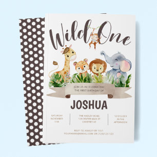 Wild One Safari Invitation d'anniversaire