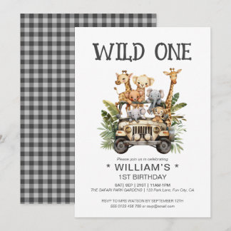Wild One Safari Jungle 1. Geburtstag Einladung