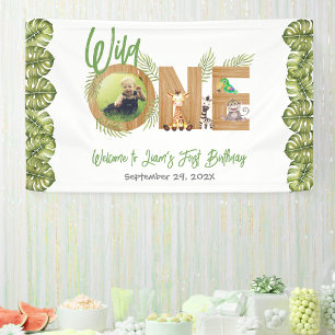 Wild One Safari Jungle Animals 1. Geburtstag Foto Banner
