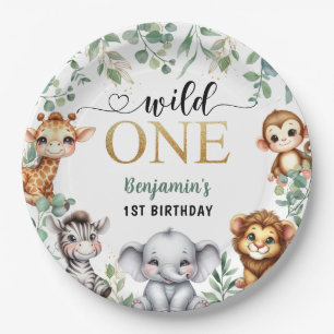 Wild One   Safari Jungle Animals 1. Geburtstag Pap Pappteller