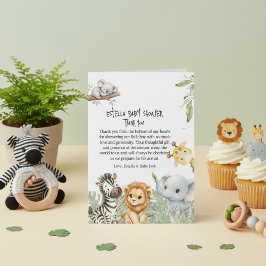 Wild One Safari Jungle Animals Boy Baby Shower  Dankeskarte