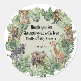 Wild One Safari Jungle Animals Boy Baby Shower Runder Aufkleber