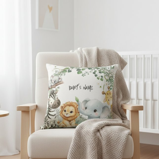 Wild One Safari Jungle Animals Cute Boy Baby Showe Kissen (Von Creator hochgeladen)