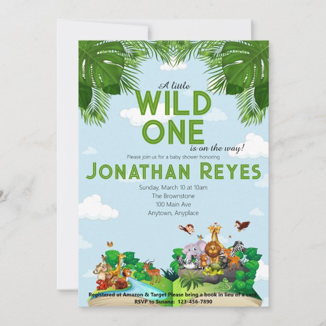 Wild One Safari Jungle Baby shower Invitation (Devant)