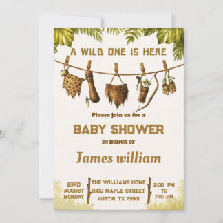​Wild One Safari Jungle Baby Shower Invitation Einladung