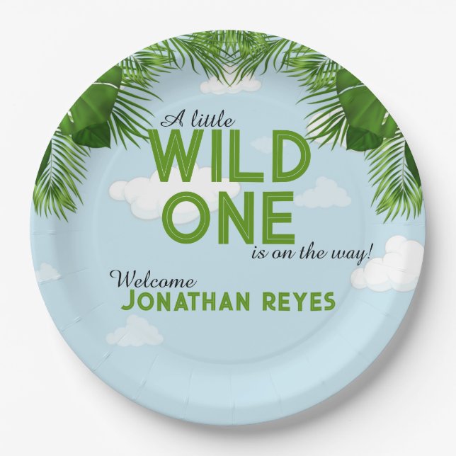 Wild One Safari Jungle Baby Shower Teller (Vorderseite)