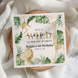 Wild One Safari Jungle Green & Gold 1. Geburtstag Serviette