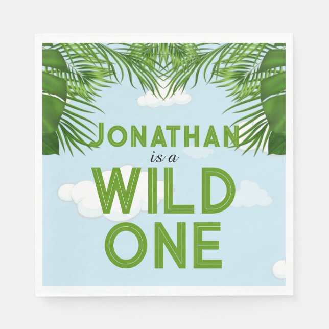 Wild One Safari Jungle Party Paper Napkins Serviette (Vorderseite)