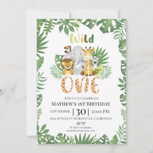 Wild One Safari Jungle Première Invitation d'anniv