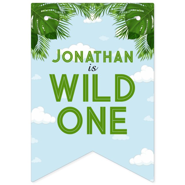 Wild One Safari Jungle Thème Anniversaire Bannière (Seizième drapeau)