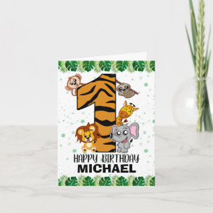 Wild One Safari Jungle Tiere zum ersten Geburtstag Karte