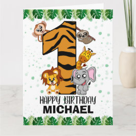 Wild One Safari Jungle Tiere zum ersten Geburtstag Karte