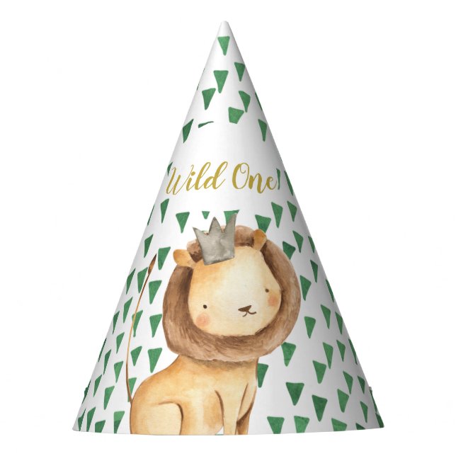 Wild One Safari Lion Birthday Party Hat Partyhütchen (Vorderseite)