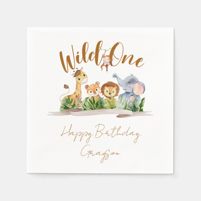 Wild One Safari Party Napkins Serviette (Vorderseite)