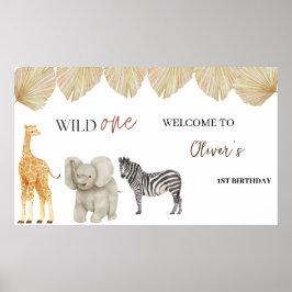 Wild One Safari Thema Erster Geburtstag Poster