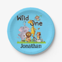 Wild One Safari-Tiere 1. Geburtstag Cartoon-Einlad