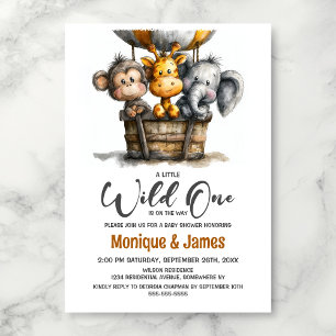 Wild-One-Safari-Tiere-Baby-Party Einladung