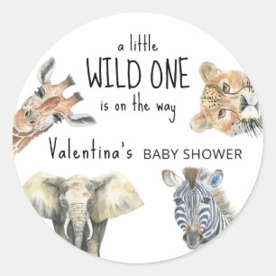 Wild-One-Safari-Tiere-Baby-Party Runder Aufkleber