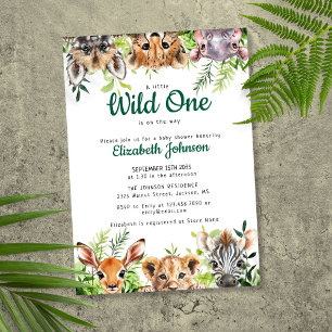 Wild One Safari-Tiere Baby Shower Einladung