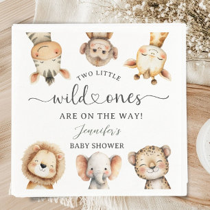 Wild One Safari-Tiere Zwillings-Baby-Party Serviette