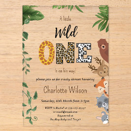 Wild One Safari tierische Babydusche Acryleinladungen