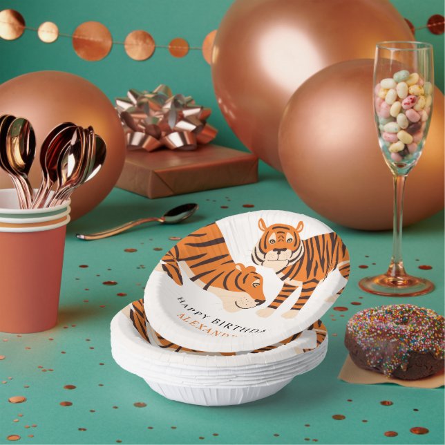Wild One Safari Tiger Kid's Birthday Pappteller (Multi)