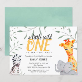 Wild One Safari Watercolor Kinderdusche Einladung