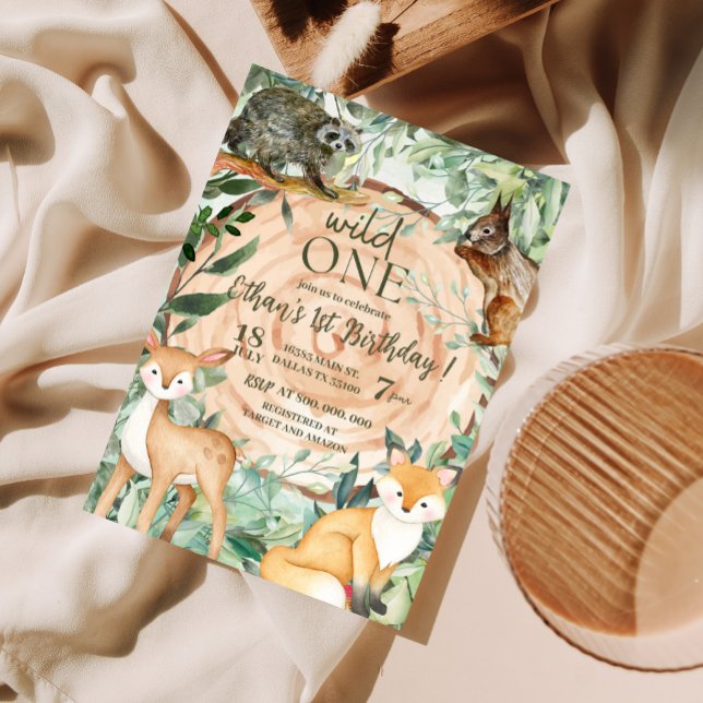 Wild One Safari Woodland 1. Geburtstag Einladungen (Von Creator hochgeladen)