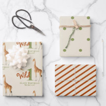 Wild One Safari Wrapping Paper Flat Sheet Set 3