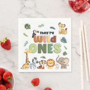 Wild One Safari Zoo Animal Birthday Party Serviette