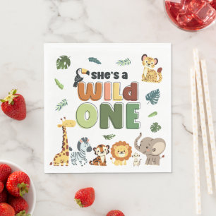 Wild One Safari Zoo Animal Birthday Party Serviette