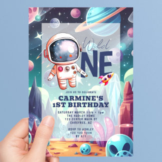 Wild One Space Alien Astronaut 1. Geburtstag Einladung
