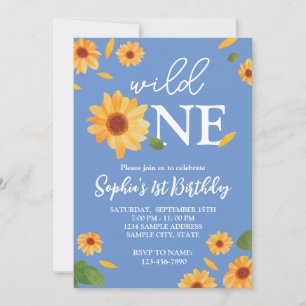 Wild One Sunflower - Invitation de fête d'annivers