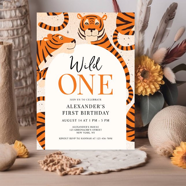 Wild One Tiger 1er Anniversaire Fête Invitation (Créateur téléchargé)